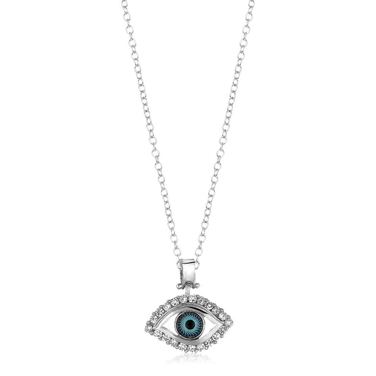 Sterling Silver Evil Eye Pendant with Cubic Zirconias - The Best Accessory