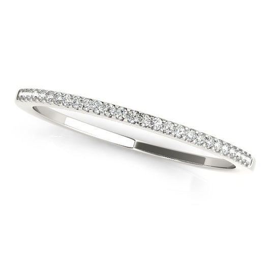 14k White Gold Slim Round Pave Set Wedding Band (1/10 cttw) - The Best Accessory