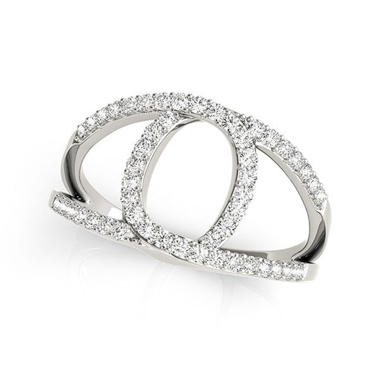 14k White Gold Diamond Loop Style Dual Band Ring (1/2 cttw) - The Best Accessory
