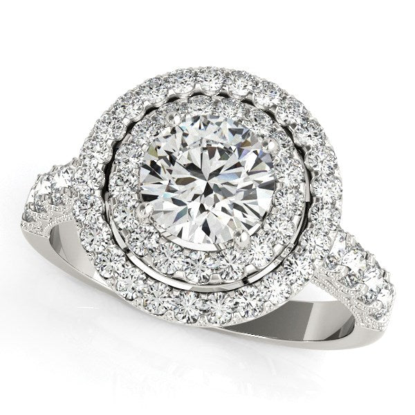 14k White Gold Diamond Engagement Ring with Double Pave Halo (2 5/8 cttw) - The Best Accessory