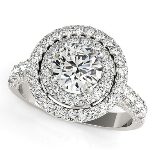 14k White Gold Diamond Engagement Ring with Double Pave Halo (2 5/8 cttw) - The Best Accessory