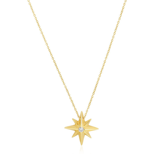 14k Yellow Gold High Polish North Star Necklace - The Best Accessory