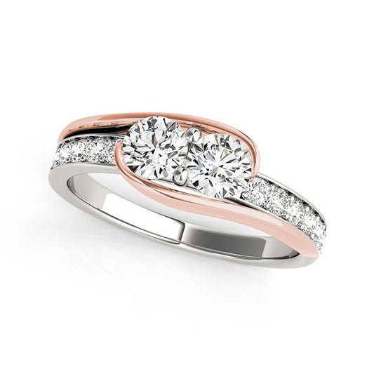 Two Stone Diamond Ring in 14k White And Rose Gold (3/4 cttw) - The Best Accessory