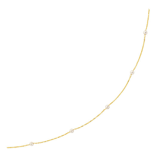 14k Yellow Gold Necklace with White Pearls - The Best Accessory
