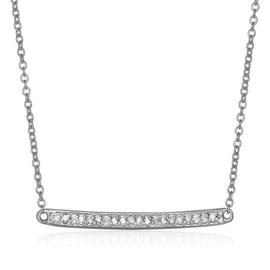 14k White Gold Necklace with Gold and Diamond Bar (1/10 cttw) - The Best Accessory