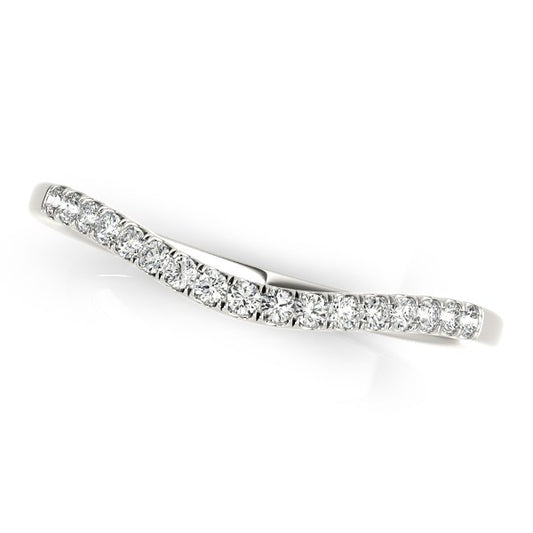 14k White Gold Soft Curved Diamond Wedding Band (1/8 cttw) - The Best Accessory