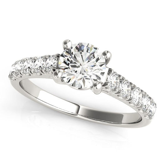 14k White Gold Round Trellis Setting Diamond Engagement Ring (1 cttw) - The Best Accessory