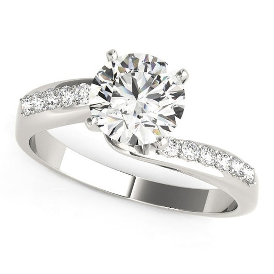 14k White Gold Bypass Round Pronged Diamond Engagement Ring (1 5/8 cttw) - The Best Accessory
