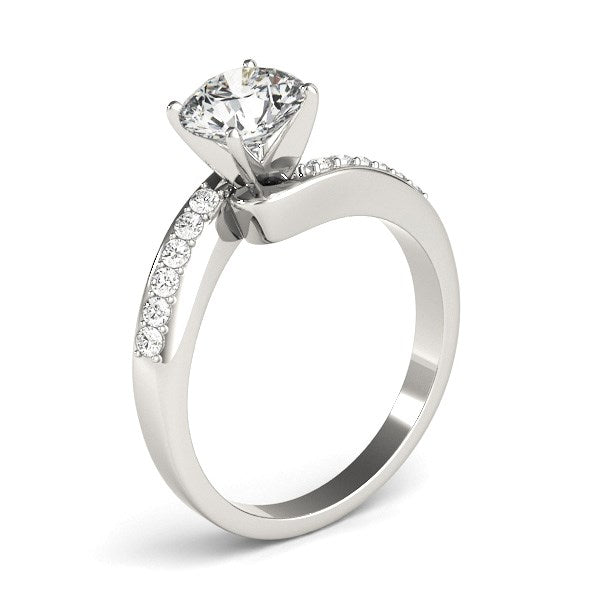 14k White Gold Bypass Round Pronged Diamond Engagement Ring (1 5/8 cttw) - The Best Accessory