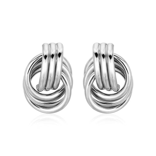 Polished Love Knot Earrings with Interlocking Rings in Sterling Silver(15mm) - The Best Accessory