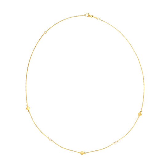14k Yellow Gold Pearl Clover Necklace - The Best Accessory
