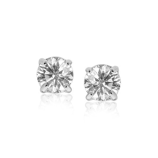 Sterling Silver Round CZ Stud Earrings(8mm) - The Best Accessory