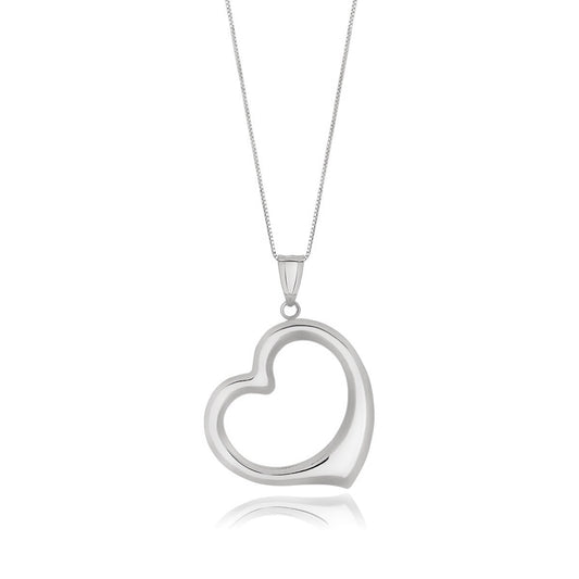 14k White Gold Floating Heart Drop Pendant - The Best Accessory