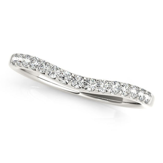 14k White Gold Round Pave Setting Curvy Diamond Wedding Band (1/4 cttw) - The Best Accessory