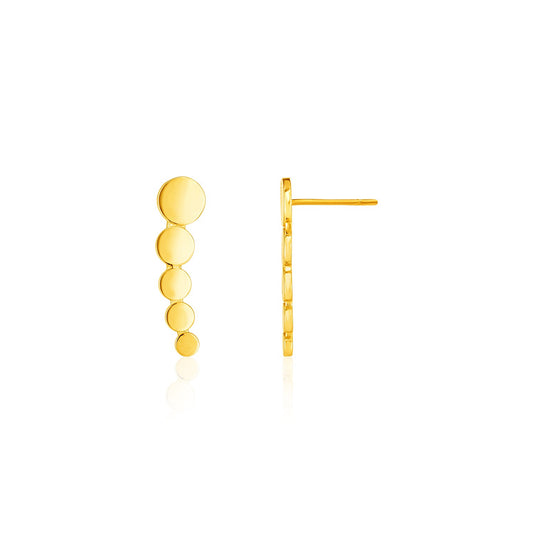 14k Yellow Gold Graduated Circles Climber Post Earrings - The Best Accessory