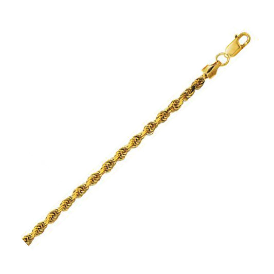 14K Yellow Gold Hollow Diamond Cut Rope Chain (3.20 mm) - The Best Accessory