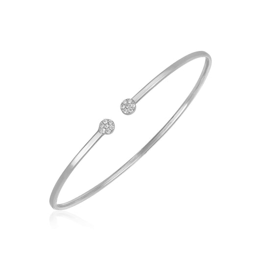 14k White Gold High Polish Diamond Cluster Bangle (2.00 mm) - The Best Accessory
