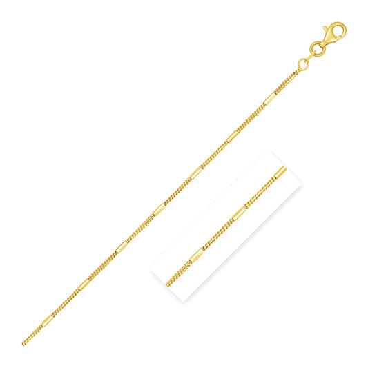 Diamond Cut Bar Links Pendant Chain in Yellow Gold (1.30 mm) - The Best Accessory