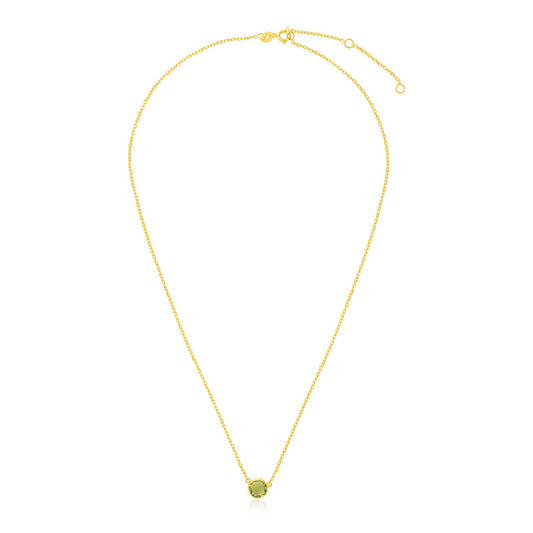 14k Yellow Gold 17 inch Necklace with Round Peridot - The Best Accessory