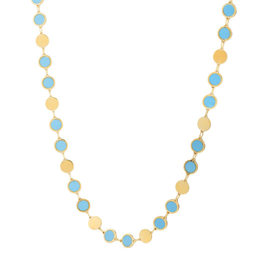Turquoise Composite Gem Alternating Necklace in 14K Yellow Gold (5.00 mm) - The Best Accessory