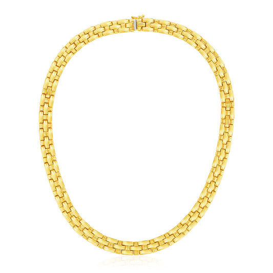 14k Yellow Gold Basket Weave Necklace - The Best Accessory