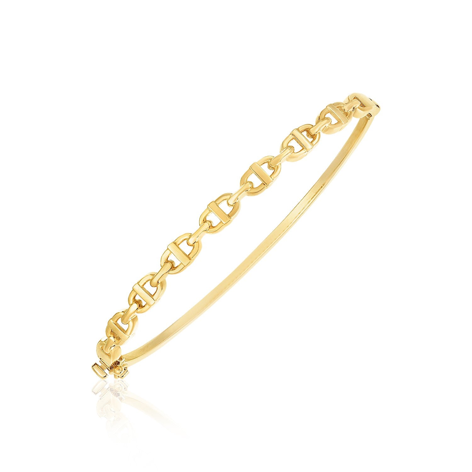 14k Yellow Gold High Polish Puffed Mariner Link Bangle (4.60 mm) - The Best Accessory