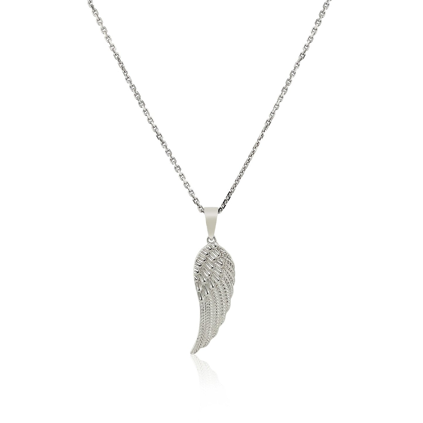 Sterling Silver with Large Textured Angel Wing Pendant - The Best Accessory