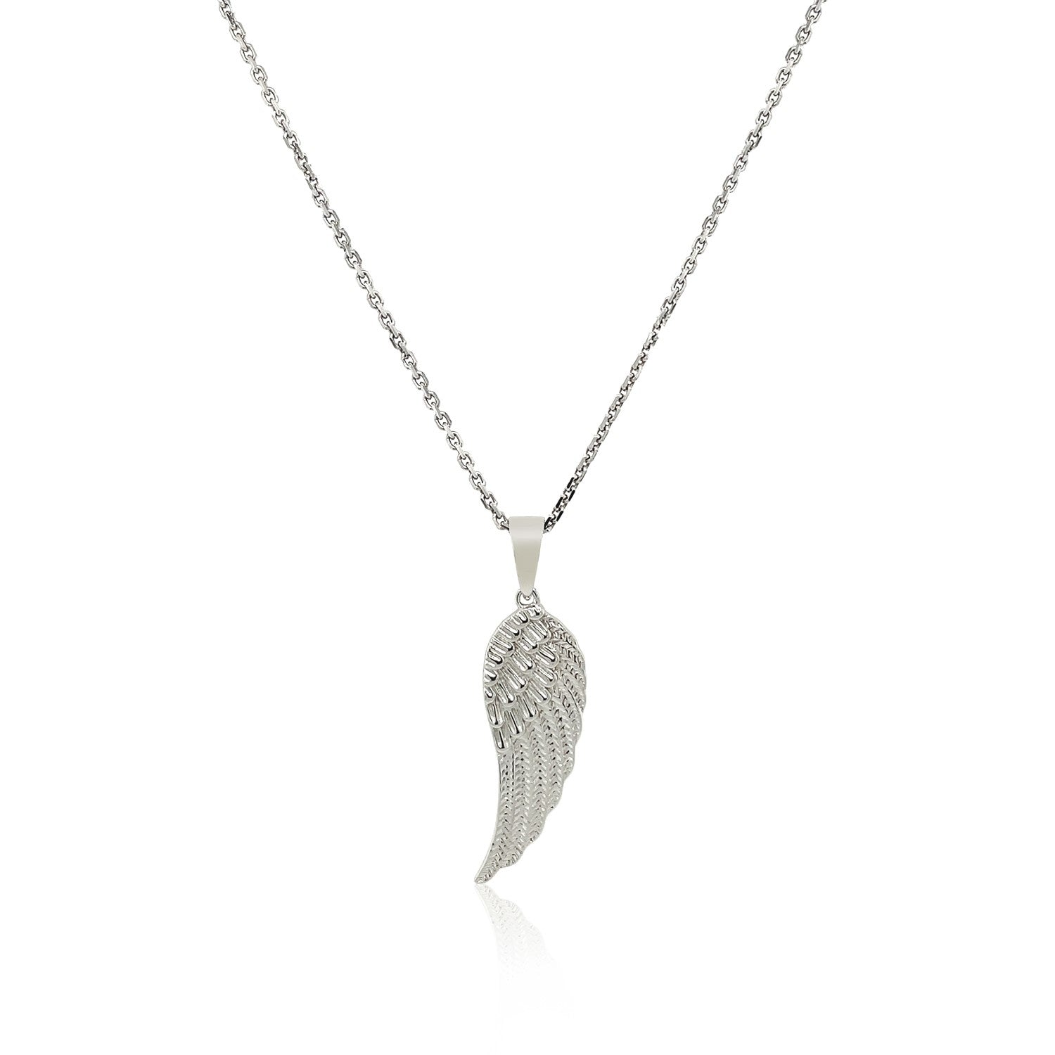 Sterling Silver with Large Textured Angel Wing Pendant - The Best Accessory