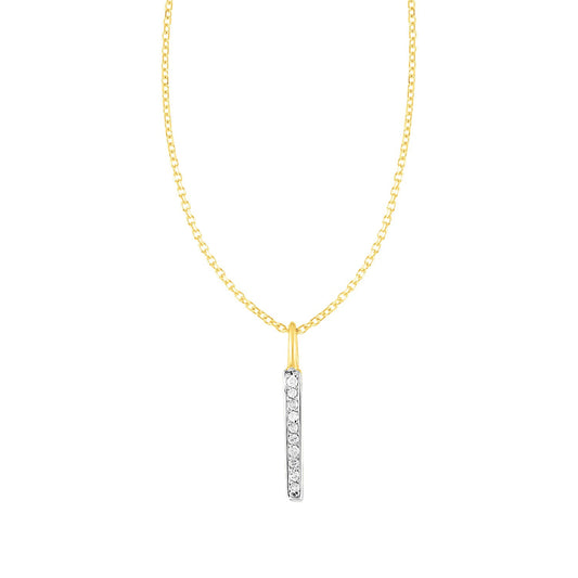 14k Yellow Gold Bar Pendant with Diamonds - The Best Accessory
