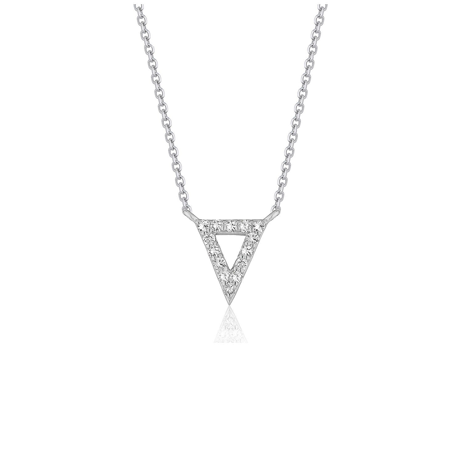 Diamond Inverted Triangle Pendant in 14k White Gold - The Best Accessory