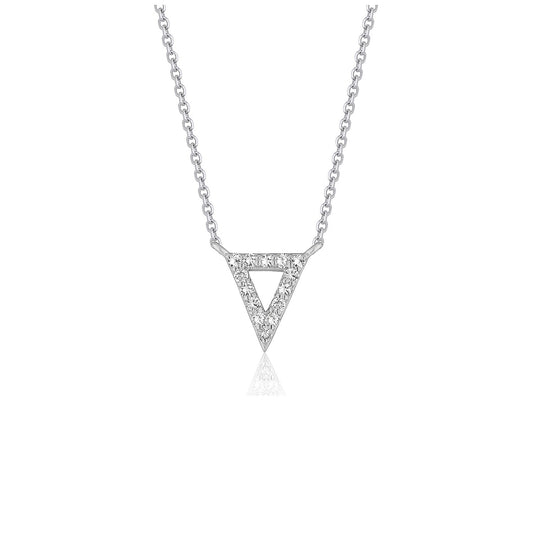 Diamond Inverted Triangle Pendant in 14k White Gold - The Best Accessory