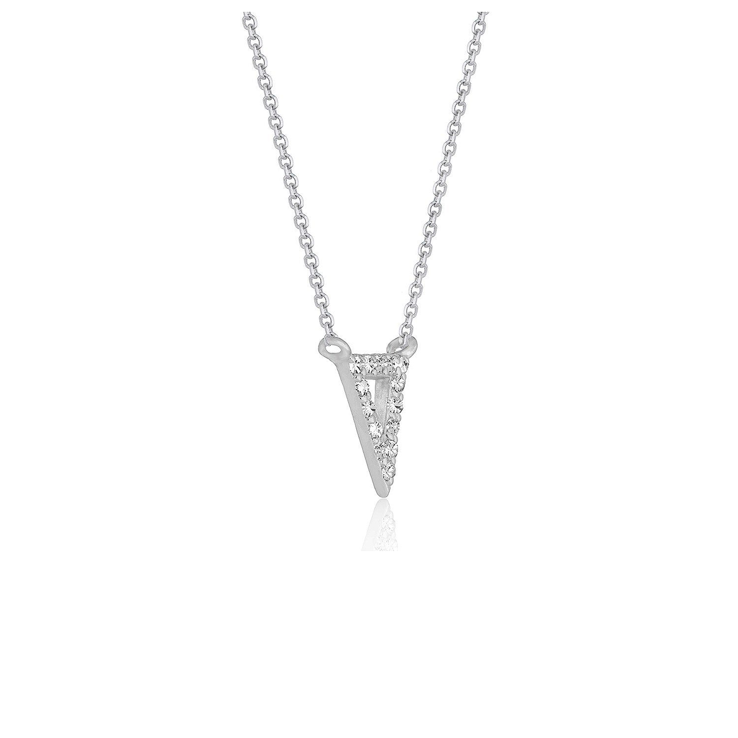 Diamond Inverted Triangle Pendant in 14k White Gold - The Best Accessory