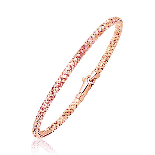 14k Rose Gold Fancy Weave Motif Bangle (3.40 mm) - The Best Accessory