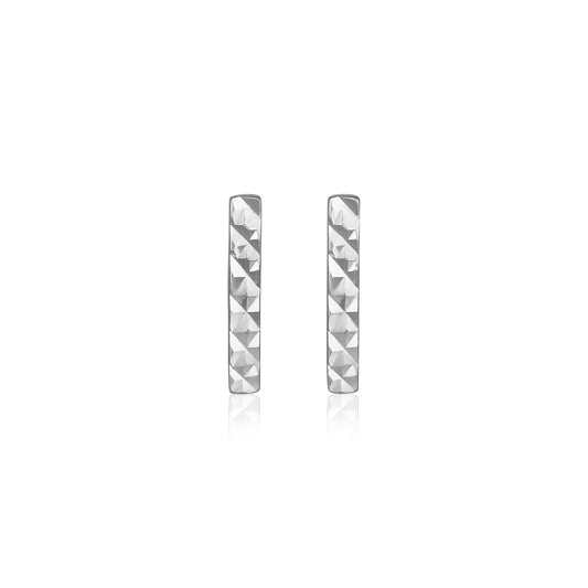 14k White Gold Textured Bar Earrings - The Best Accessory