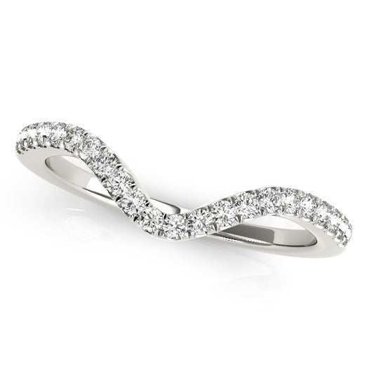 14k White Gold Wavy Design Round Diamond Wedding Ring (1/6 cttw) - The Best Accessory