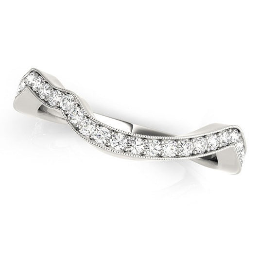 14k White Gold Milgrained Curve Style Diamond Wedding Band (1/5 cttw) - The Best Accessory