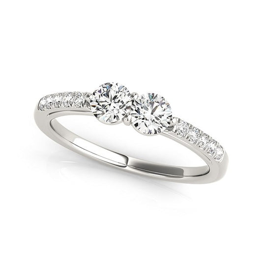 14k White Gold Two Stone Round Diamond Ring (5/8 cttw) - The Best Accessory