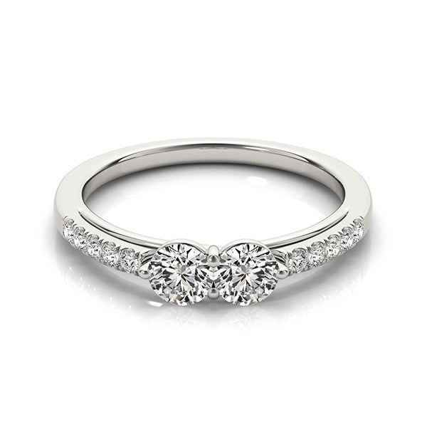 14k White Gold Two Stone Round Diamond Ring (5/8 cttw) - The Best Accessory