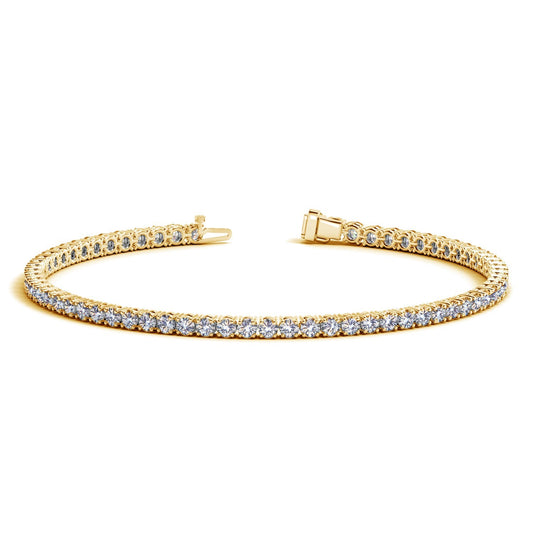 Lab Grown Round Diamond Tennis Bracelet in 14k Yellow Gold (3 cctw F/G  VS2/SI1) - The Best Accessory