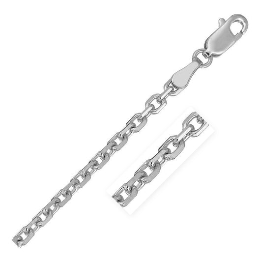 18k White Gold Diamond Cut Cable Link Chain (2.60 mm) - The Best Accessory