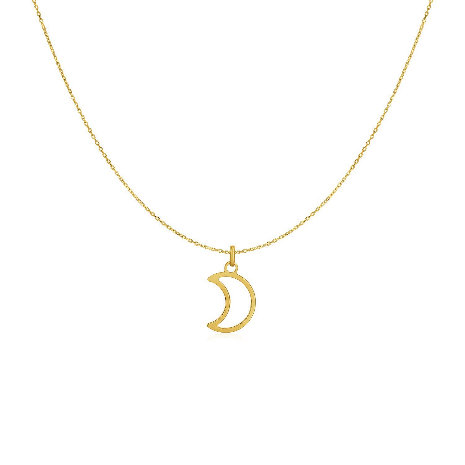14k Yellow Gold Necklace with Moon - The Best Accessory