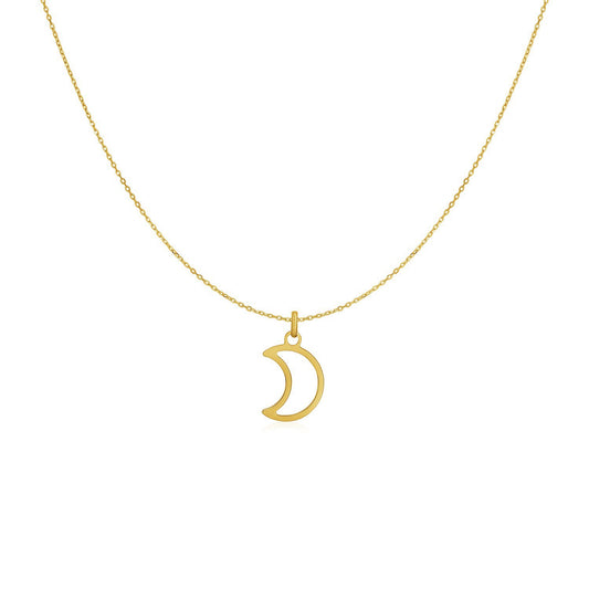 14k Yellow Gold Necklace with Moon - The Best Accessory
