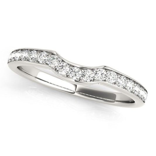 14k White Gold Curved Style Diamond Wedding Ring (1/4 cttw) - The Best Accessory