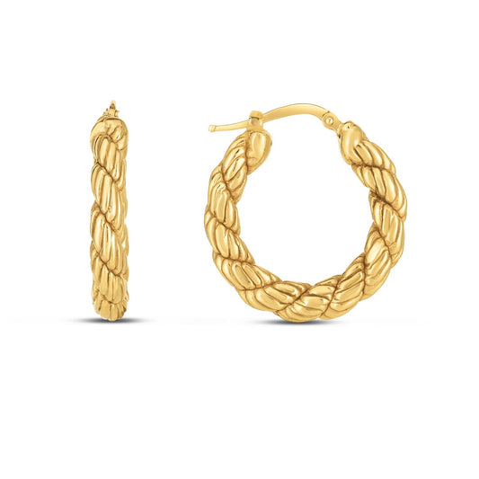 14k Yellow Gold Rope Hoop Earrings - The Best Accessory