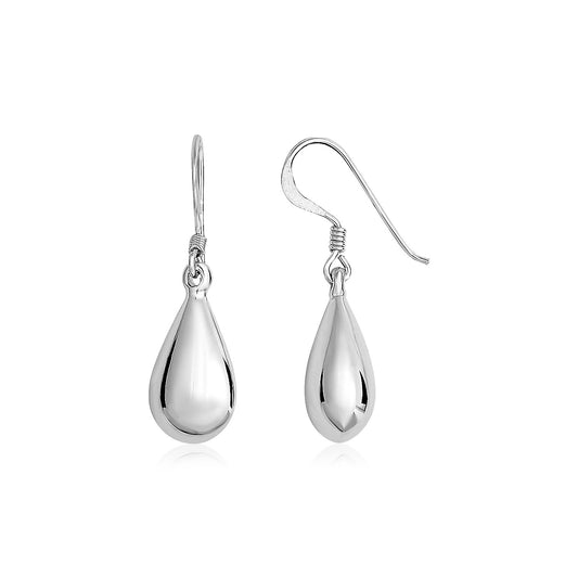 Sterling Silver Polished Puffed Teardrop Dangle Earrings - The Best Accessory
