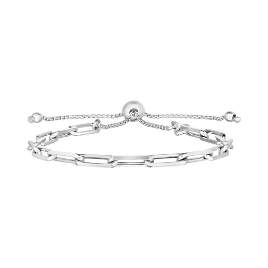 Sterling Silver Paperclip Chain Adjustable Bracelet (3.80 mm) - The Best Accessory