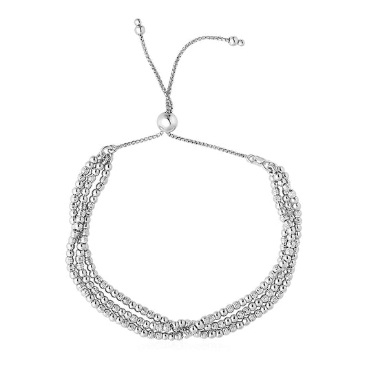 Adjustable Three-Strand Bead Bracelet in Sterling Silver (1.00 mm) - The Best Accessory