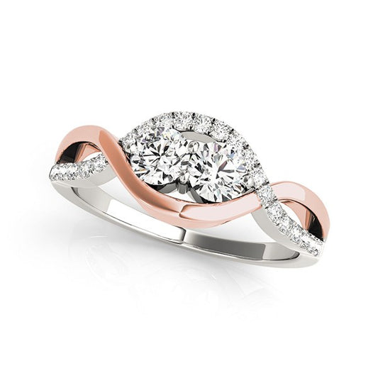 14k White And Rose Gold Infinity Style Two Stone Diamond Ring (5/8 cttw) - The Best Accessory