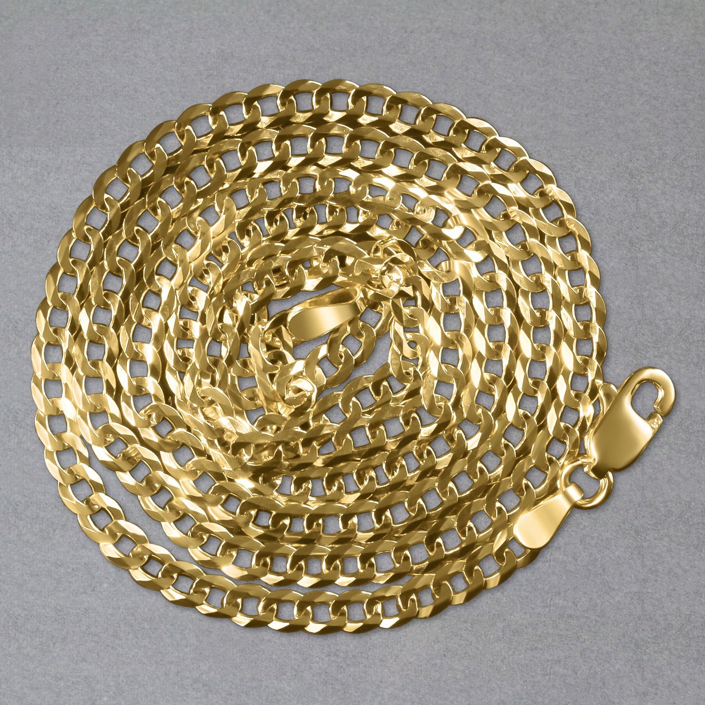 14k Yellow Gold Solid Curb Chain (3.20 mm) - The Best Accessory