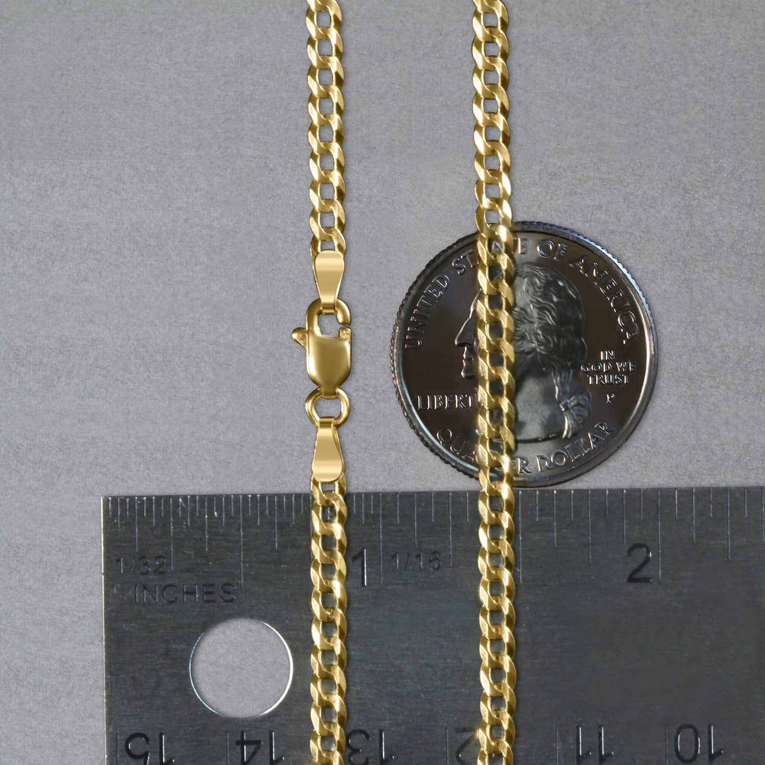 14k Yellow Gold Solid Curb Chain (3.20 mm) - The Best Accessory